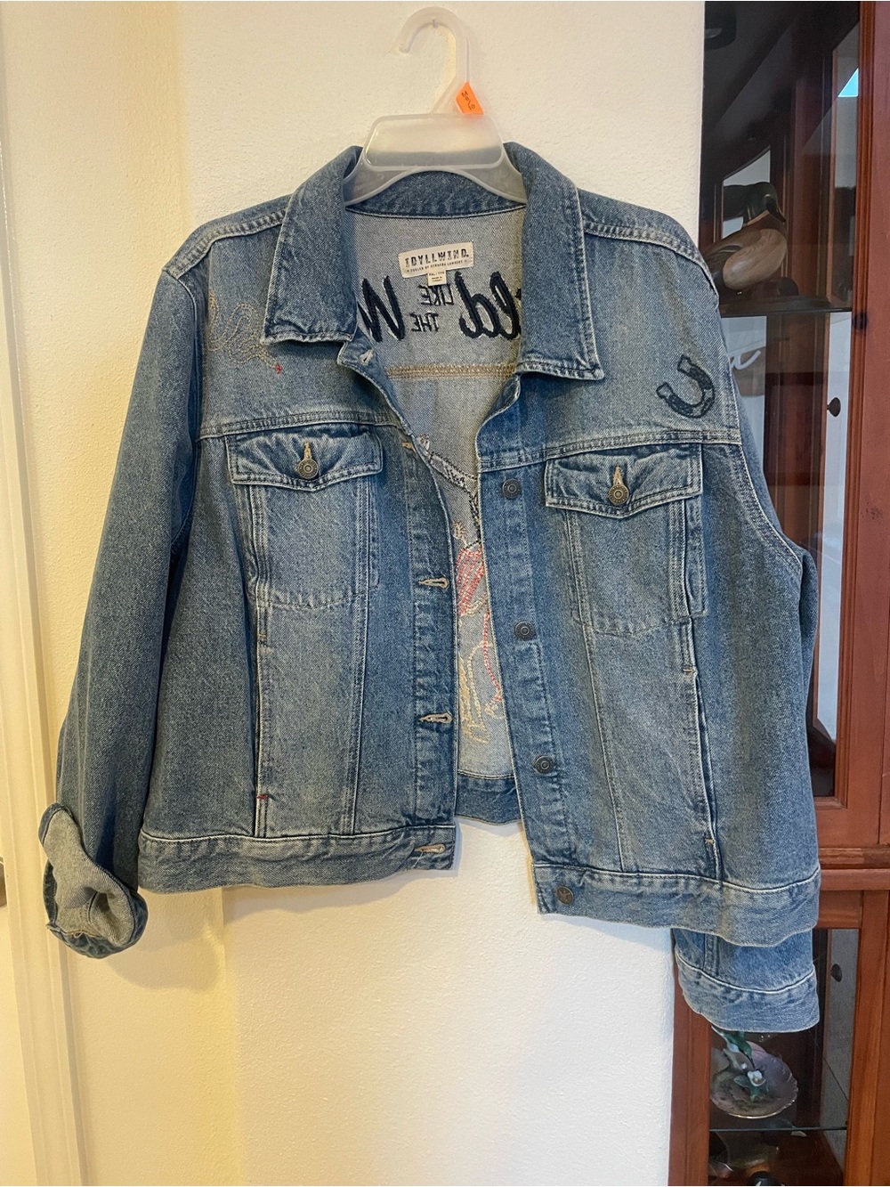 Idyllwind Light Blue Distressed Denim Jacket with Embroidery